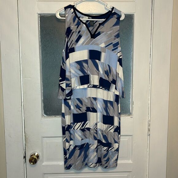Chelsea & Theodore Women’s Blue White and Black Bodycon Mini Dress Size M - Picture 1 of 6